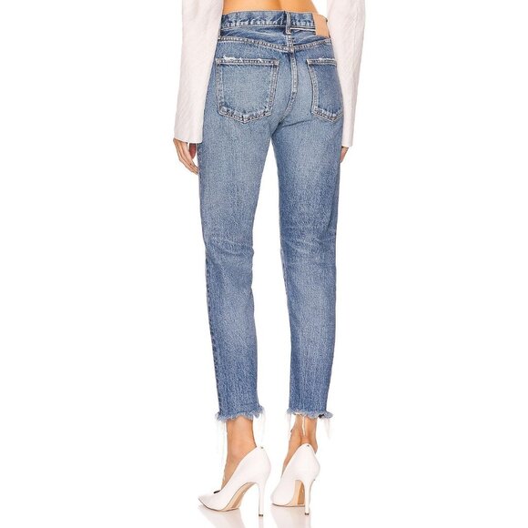 MOUSSY Burbank Medium Blue High Rise Stretch Tapered Ankle Jeans, Size 24 - Picture 4 of 16